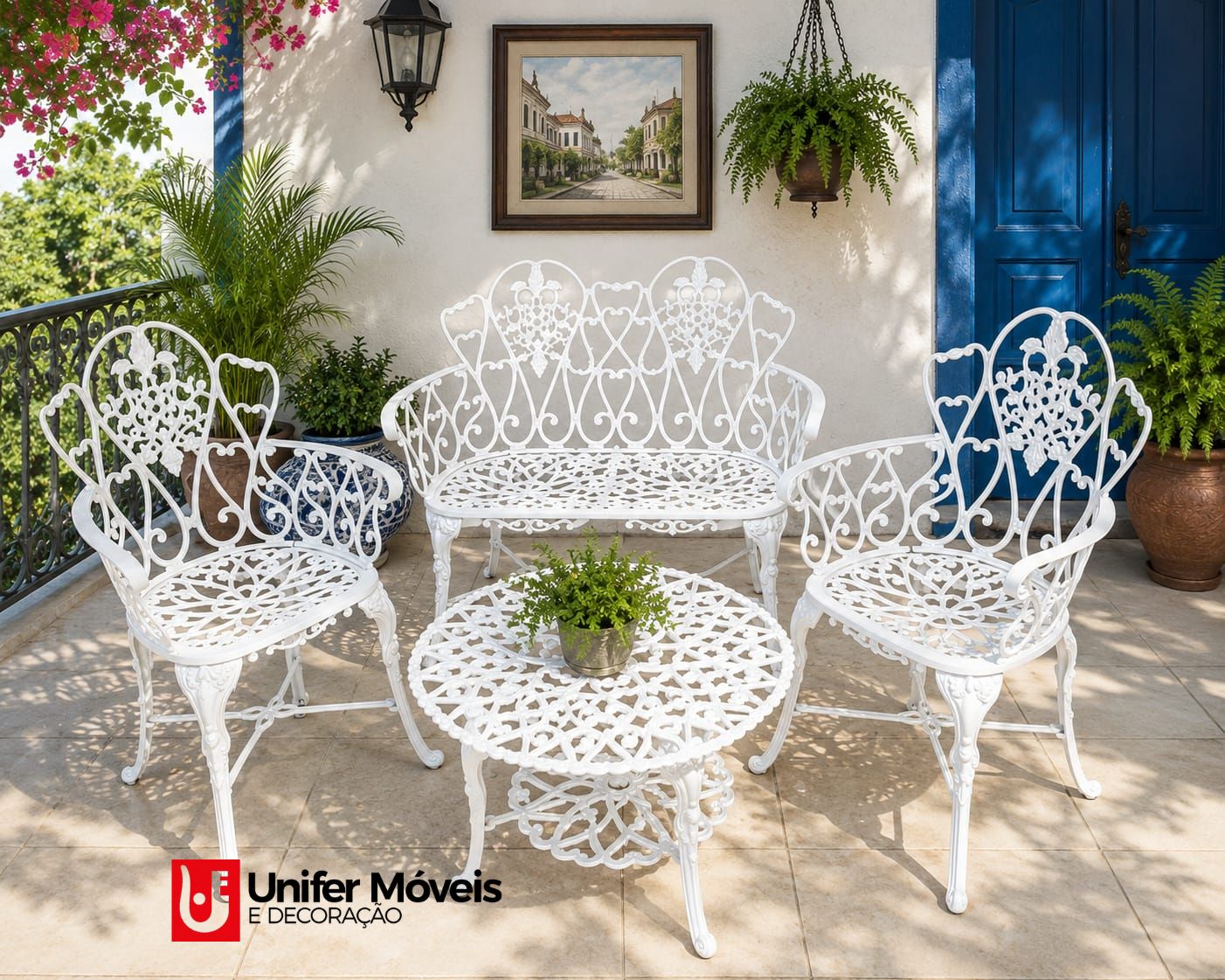 Conjunto Floral com Namoradeira e Mesa Baixa